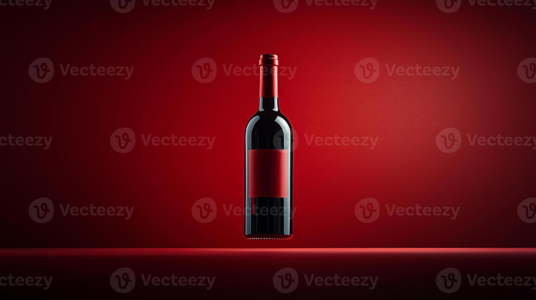 A red wine bottle suspended with dark red background. 5 photo