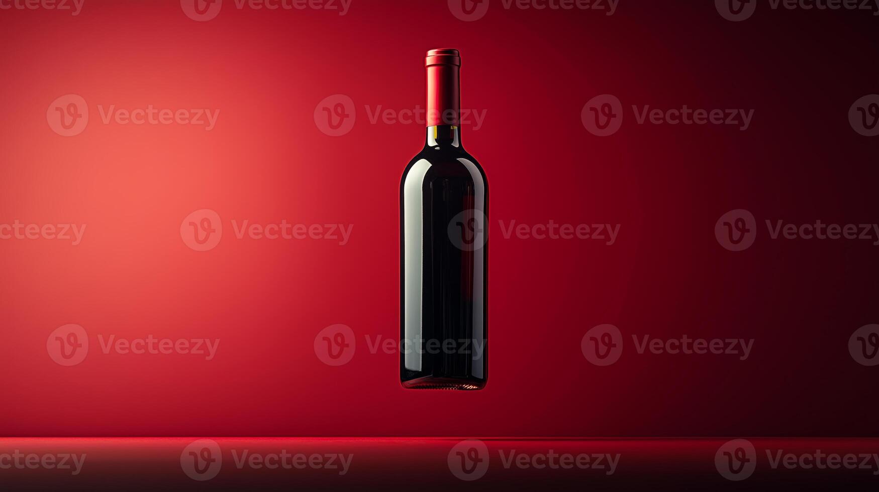 A red wine bottle suspended with dark red background. 6 photo