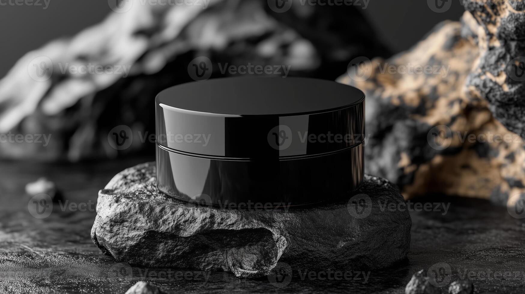 Black cosmetic cream jar, face cream container, premium beauty skin product can mockup for advertising. 7 photo