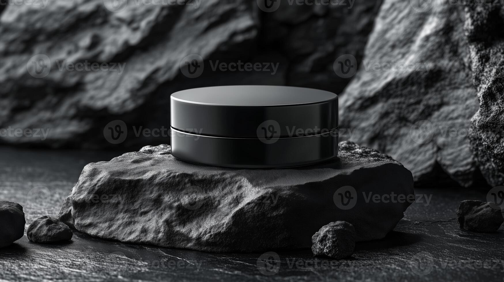 Black cosmetic cream jar, face cream container, premium beauty skin product can mockup for advertising. 8 photo