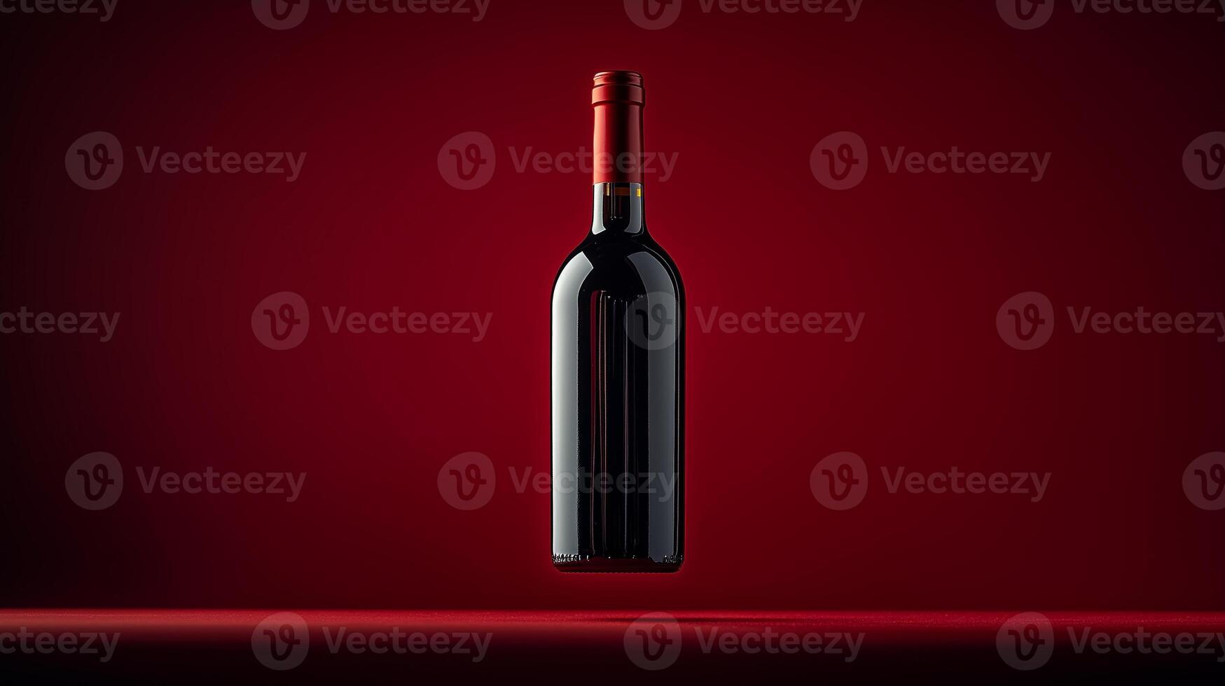 A red wine bottle suspended with dark red background. 7 photo