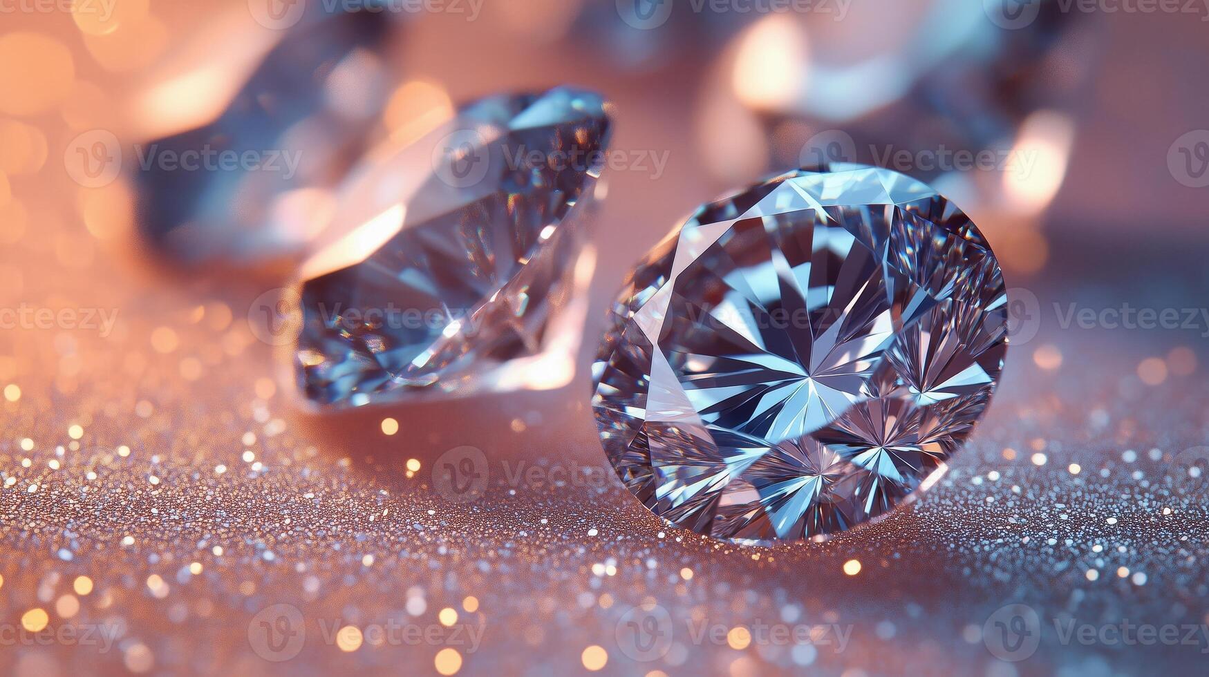 Multiple diamonds scattered across a clear, shiny, glitter background. 6 photo