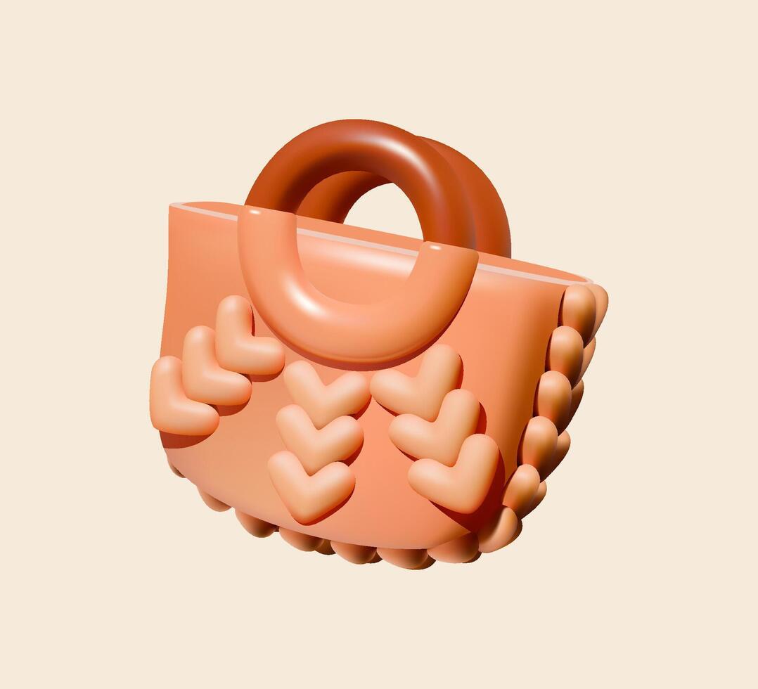 3D beach bag with heart details vector