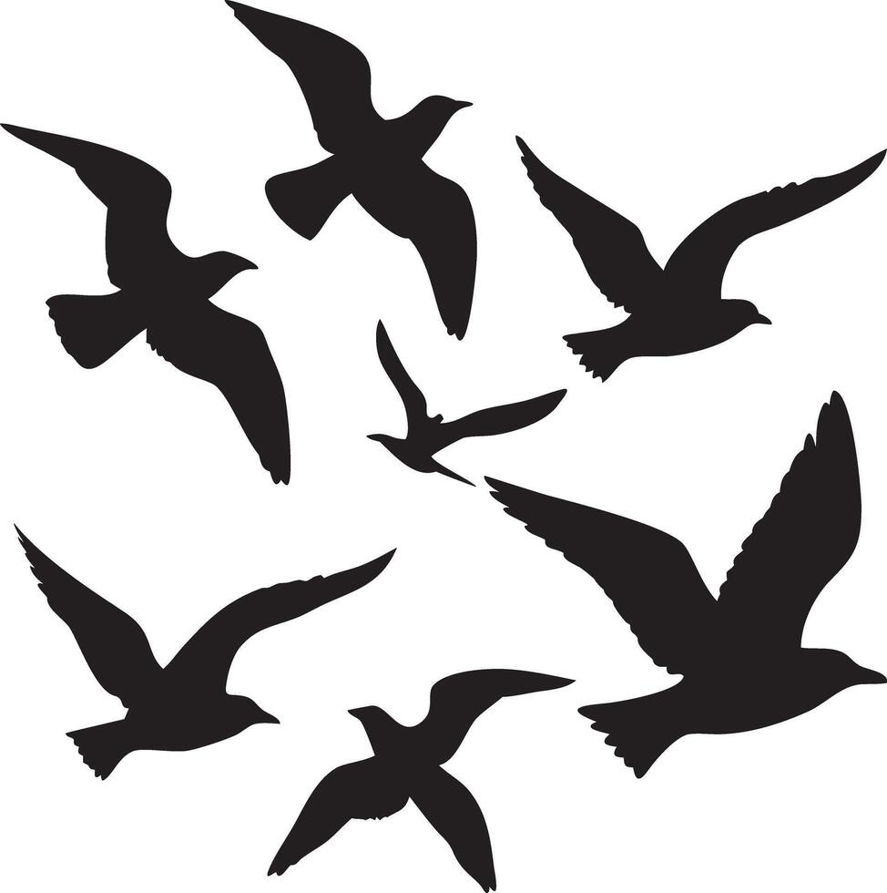 Flying birds silhouettes vector