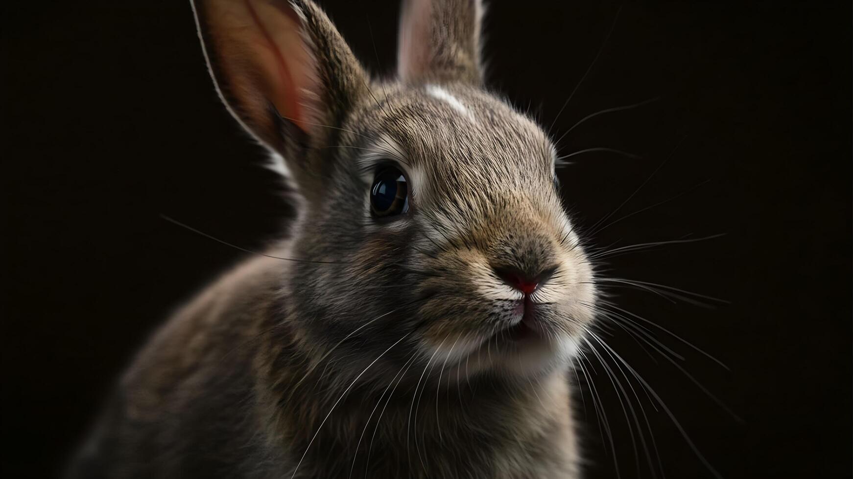portrait of a rabbit with dark background photo