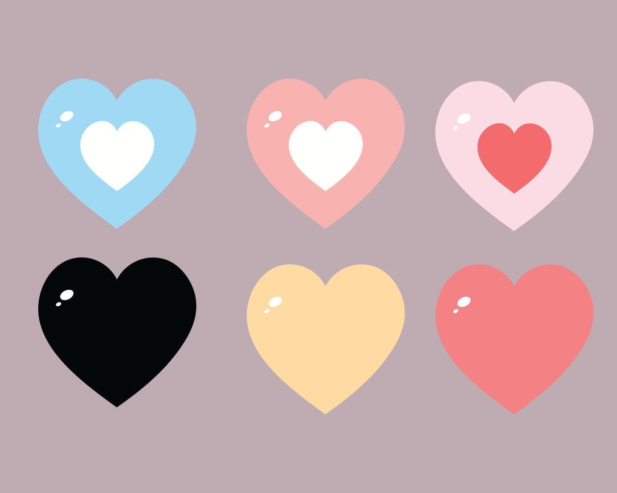Flat Love Heart Symbol Collection Set vector