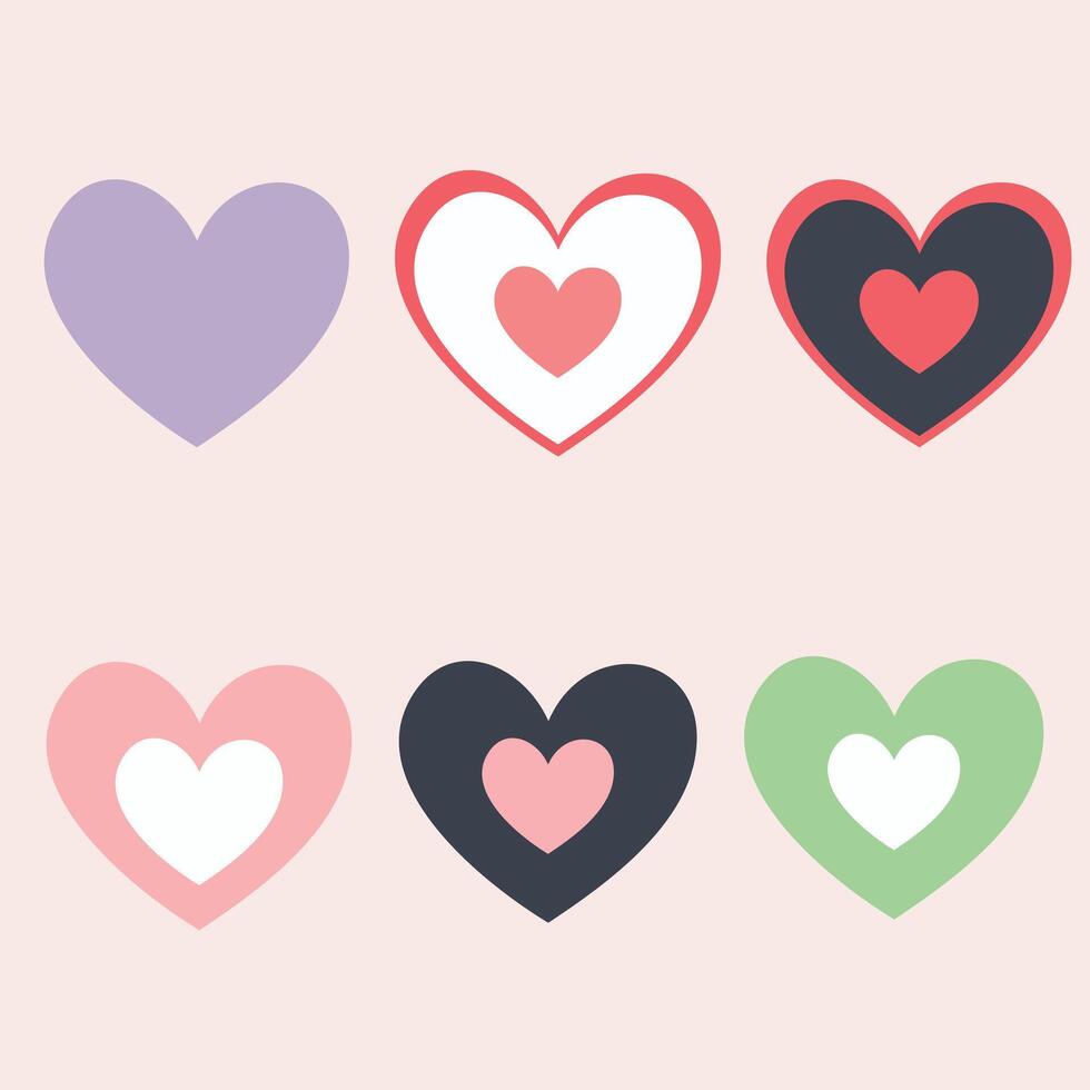 Beautiful Set of Love Heart Symbols vector