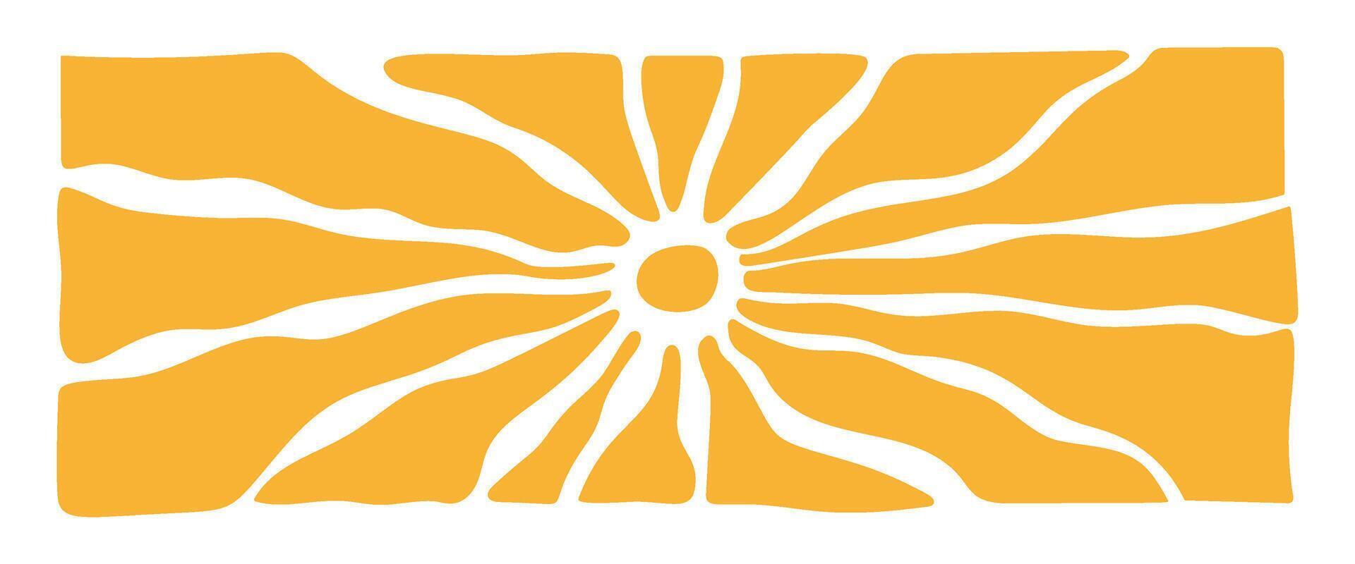 Groovy sunburst pattern with retro sunshine rays. Vintage summer waves in abstract shapes. Flat illustration isolated vector