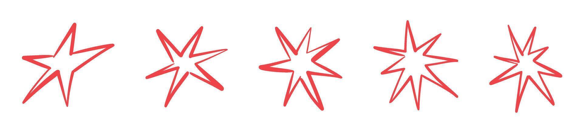 Abstract hand-drawn brush shapes with cute cartoon stars and playful scribbles. Colorful geometric doodle collage. Flat illustration isolated on white background. vector