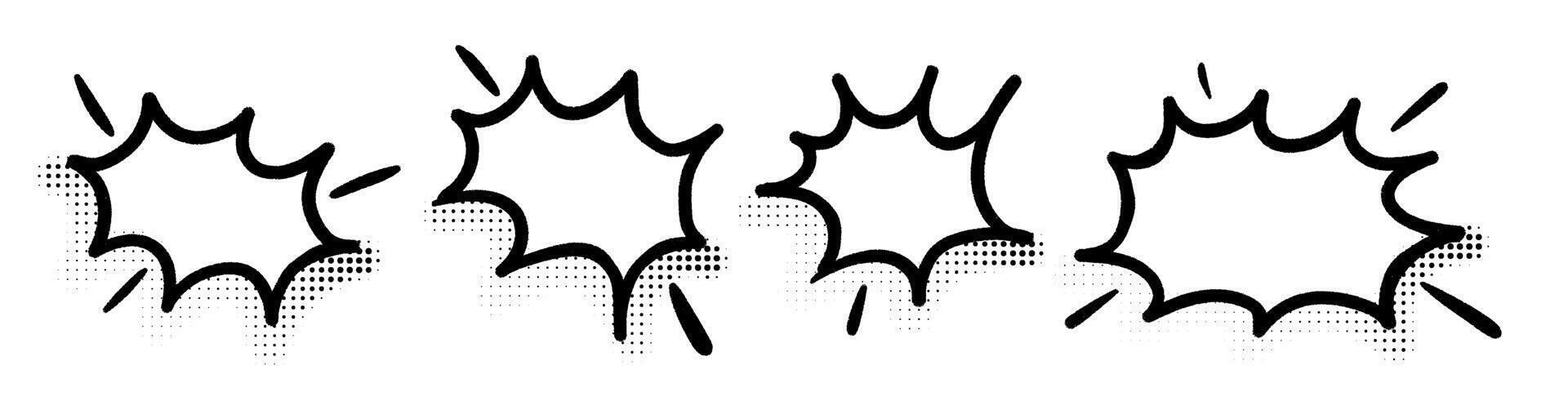 Explosive emphasis bubble for cartoon dialogue. Hand-drawn comic text frame with sharp edges. Flat illustration isolated on white background. vector
