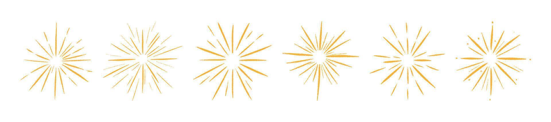 Radiating solar emblem with luminous flare patterns. Circular energy motif showcasing dynamic beams. Flat illustration isolated on white background. vector