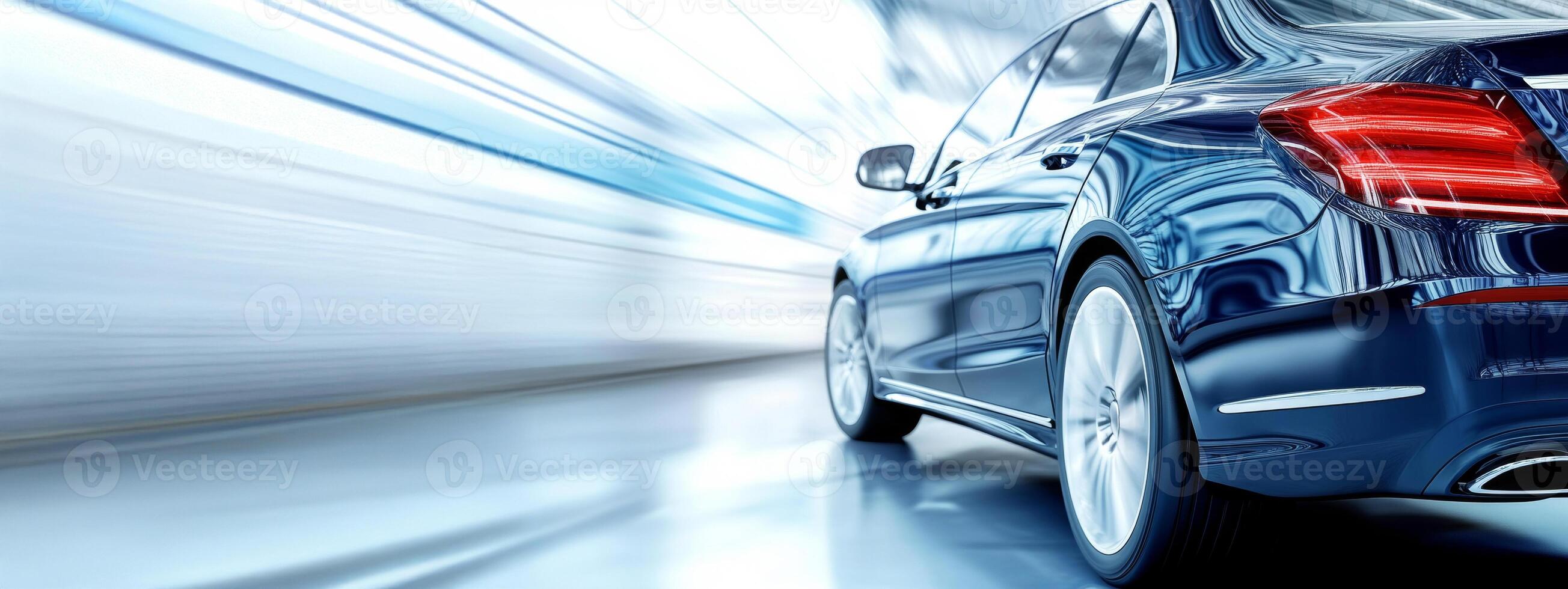 New luxury sedan displayed in a sleek showroom, emphasizing its elegant design and professional lighting photo