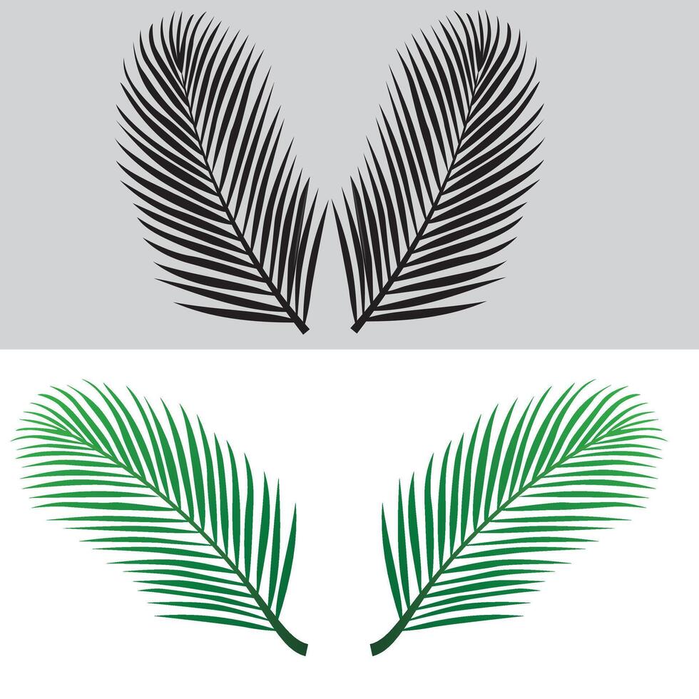 Tropical green palm leaves collection, Green tropical palm leaves seamless pattern on the black background. Trendy summer print. vector