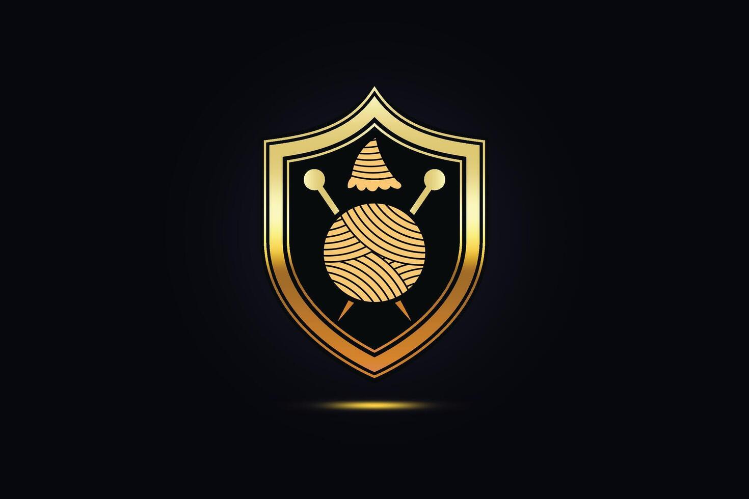 Gold Emblem of Knitting. vector