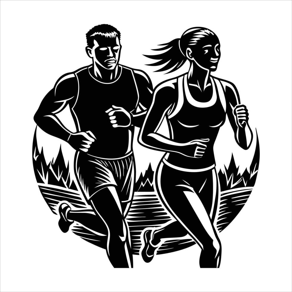 Jogging Couple Running vector