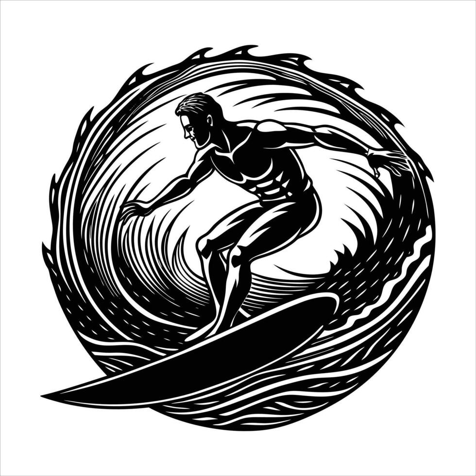 A man skillfully rides a wave vector