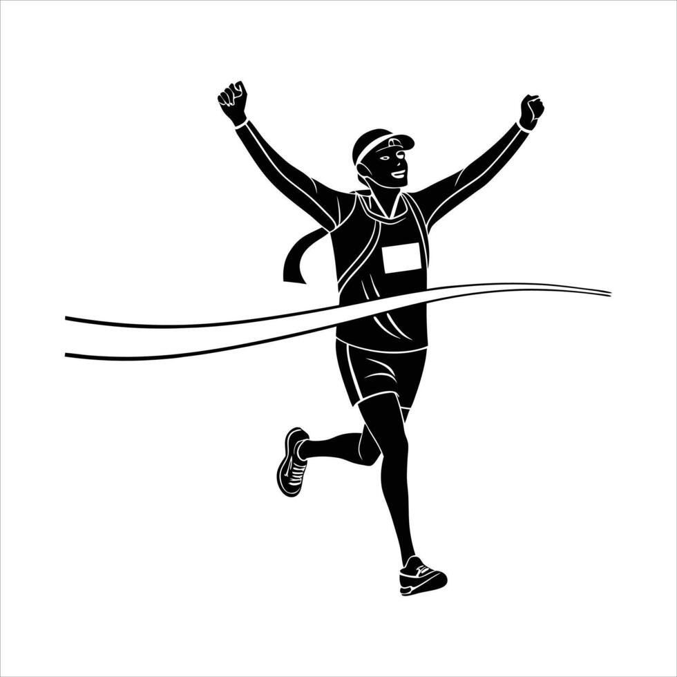 runner crossing the finish line vector