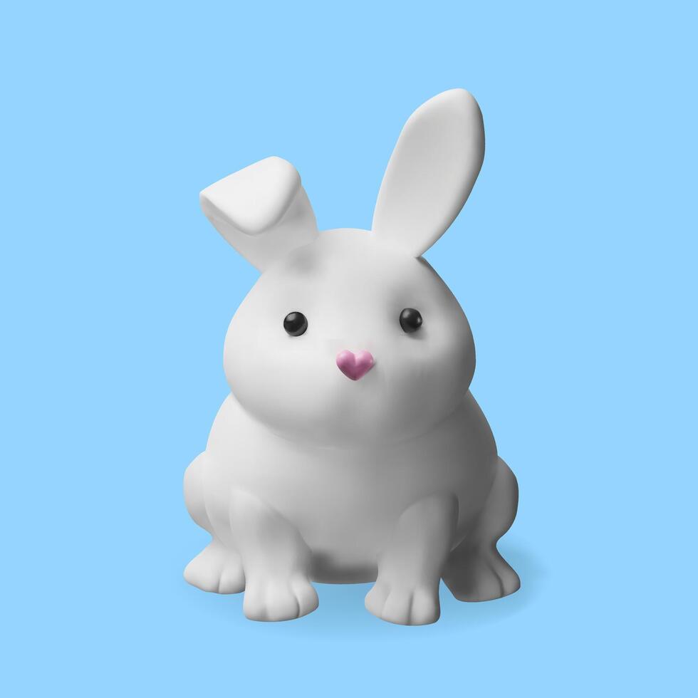 3d front render rabbit. Three-dimensional illustration easter holiday. Happy, cute spring character. Greeting hare on the background. Banner with animal for Asian lunar traditional festival vector