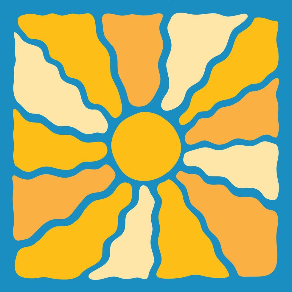 Vibrant, dynamic, and psychedelic radial rays inspired by 60s and 70s aesthetics. Perfect for posters, wallpapers, textiles, branding vector