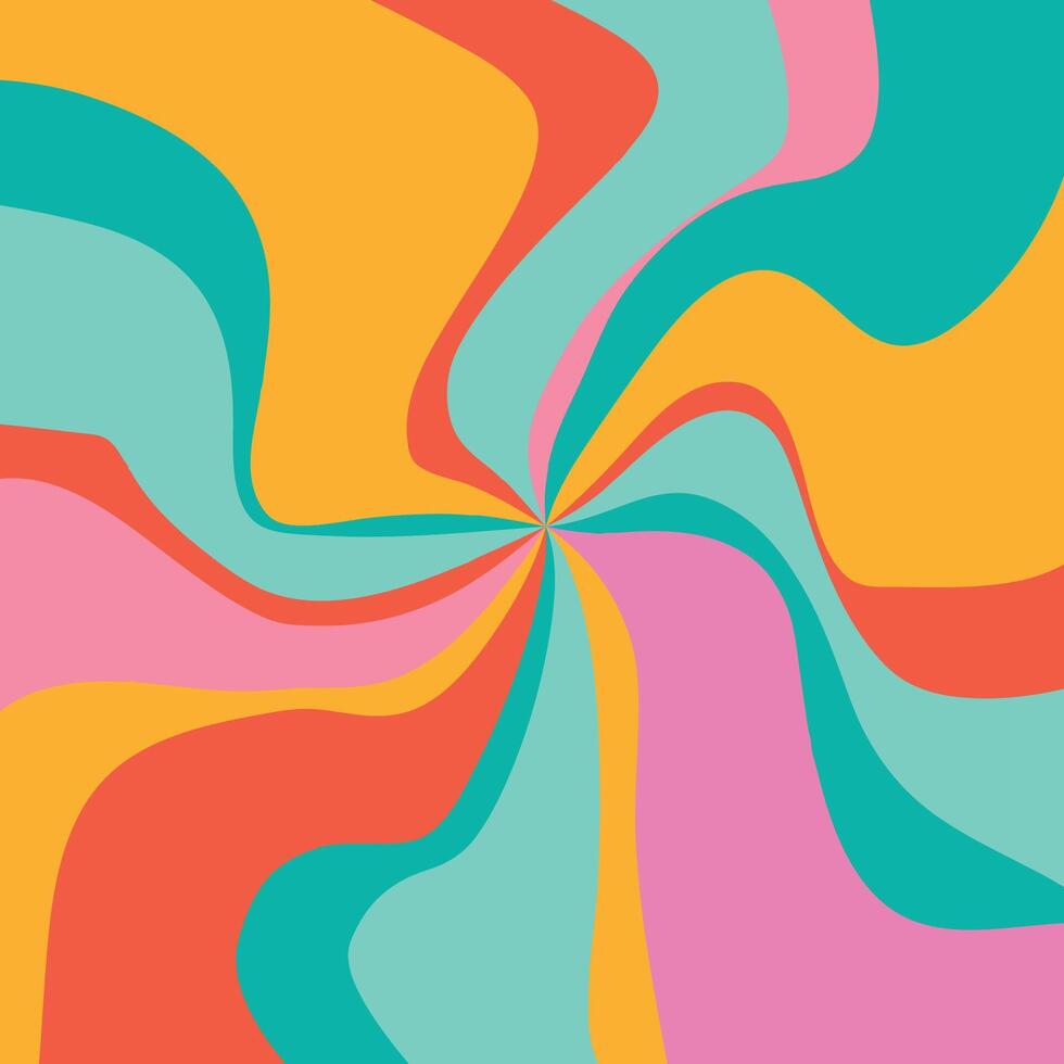 A trippy, colorful, and vibrant pattern with swirling, hypnotic motion. Inspired by 60s and 70s retro aesthetics, perfect for wallpapers, posters, textiles vector