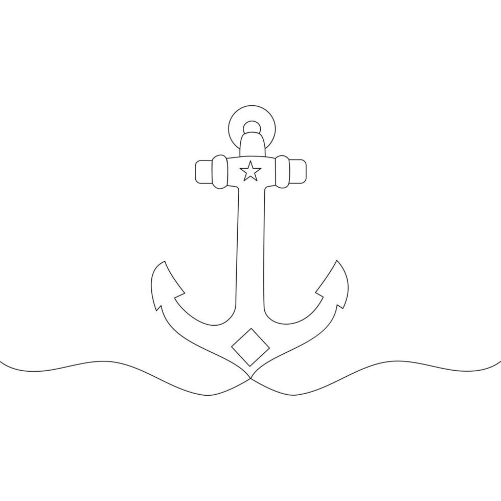 A single unbroken line in ship anchor art represents the enduring support an anchor provides to ships vector