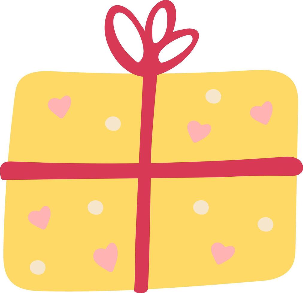 Flat style illustration of a pink gift box with a bow vector
