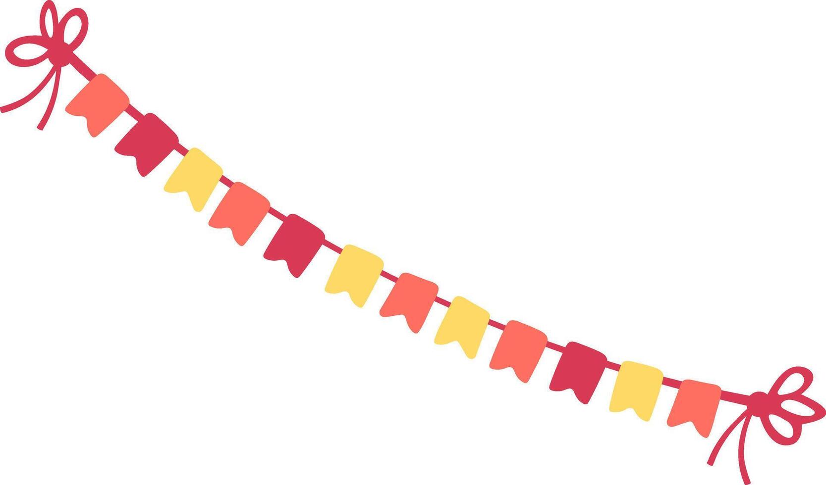 Banner with colored flags, birthday party decoration flat style vector