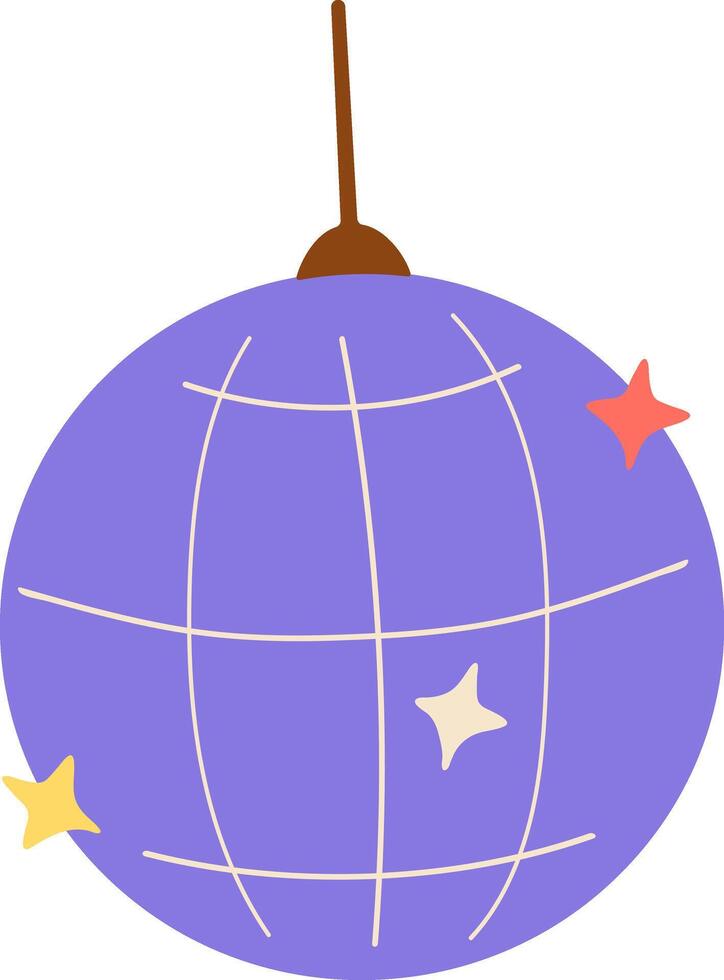 Disco ball with stars, flat style illustration, perfect for party decorations, event designs, and celebration themes vector