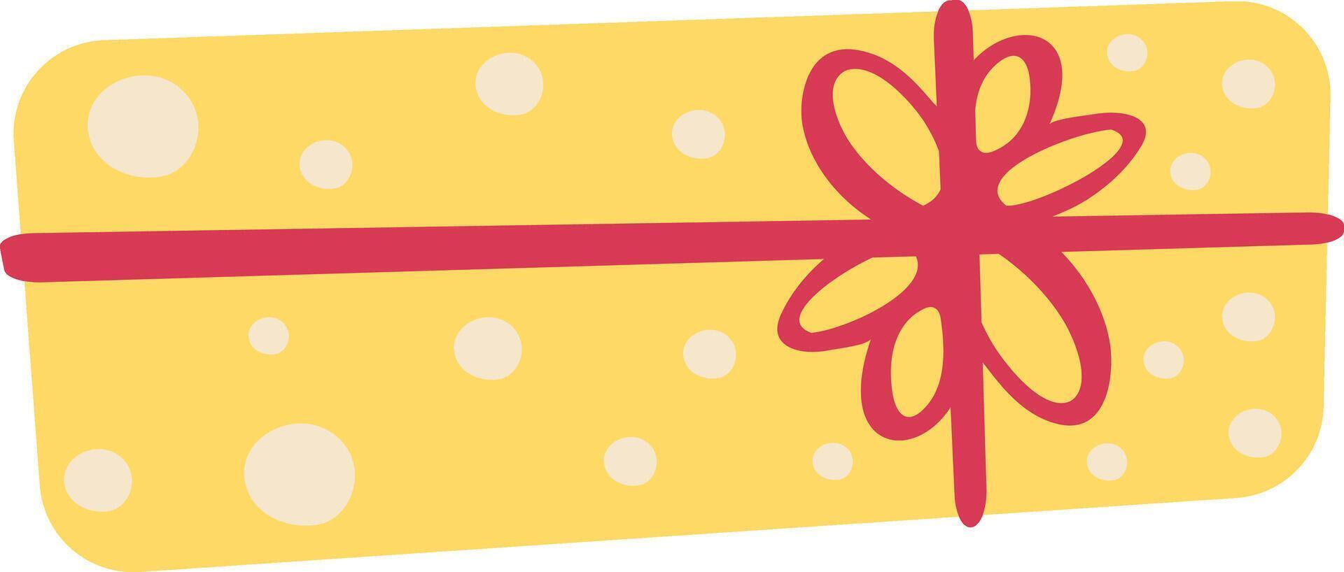 Festive gift box tied with a red bow and decorated with a polka dot pattern. Perfect for designing holiday materials such as New Year and Valentine's Day greetings vector