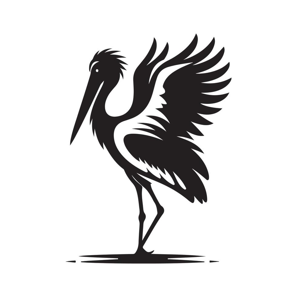 Abstract Saddle Billed Stork Silhouette for Logos vector