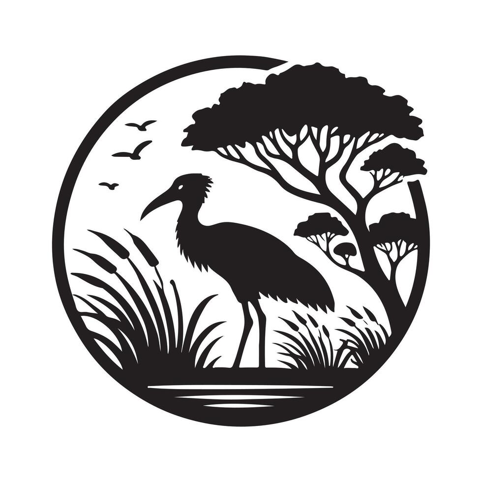 High Resolution Jabiru Silhouette for Print vector