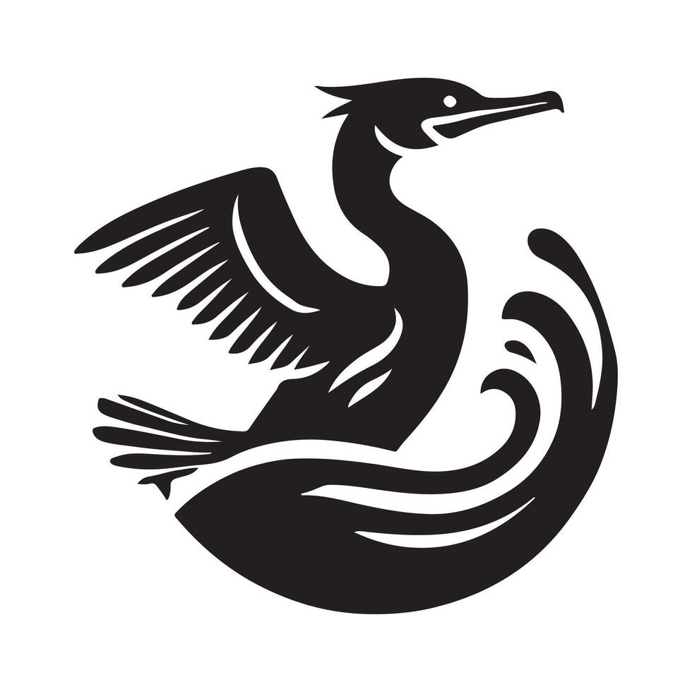 Double Crested Cormorant Silhouette for Custom Design vector