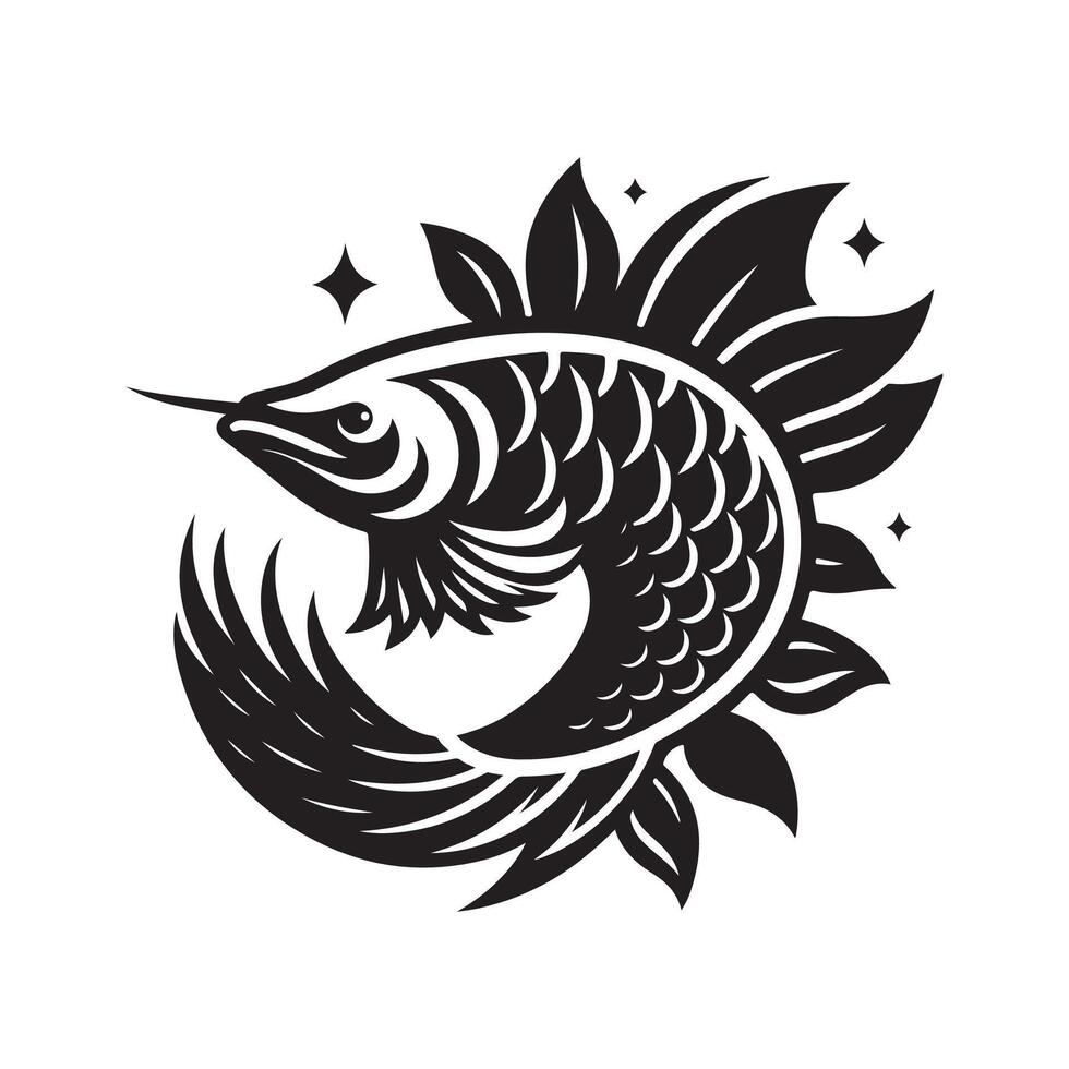 Arowana Fish Black Silhouette for Web Design vector