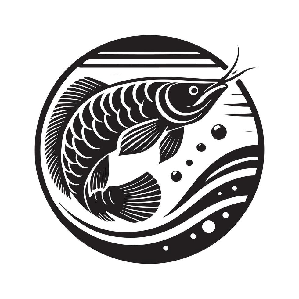 Arowana Fish Silhouette for Print and Digital Use vector