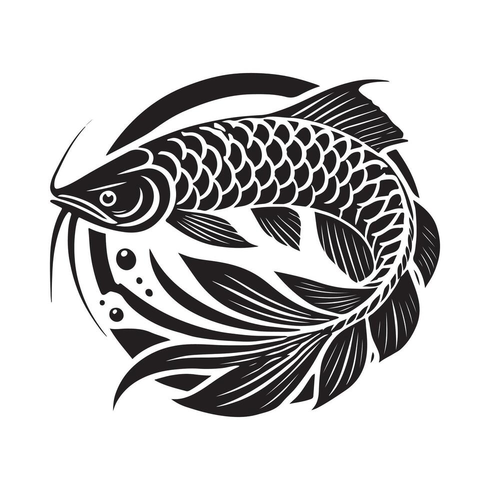 Clean Arowana Fish Silhouette for Logos vector