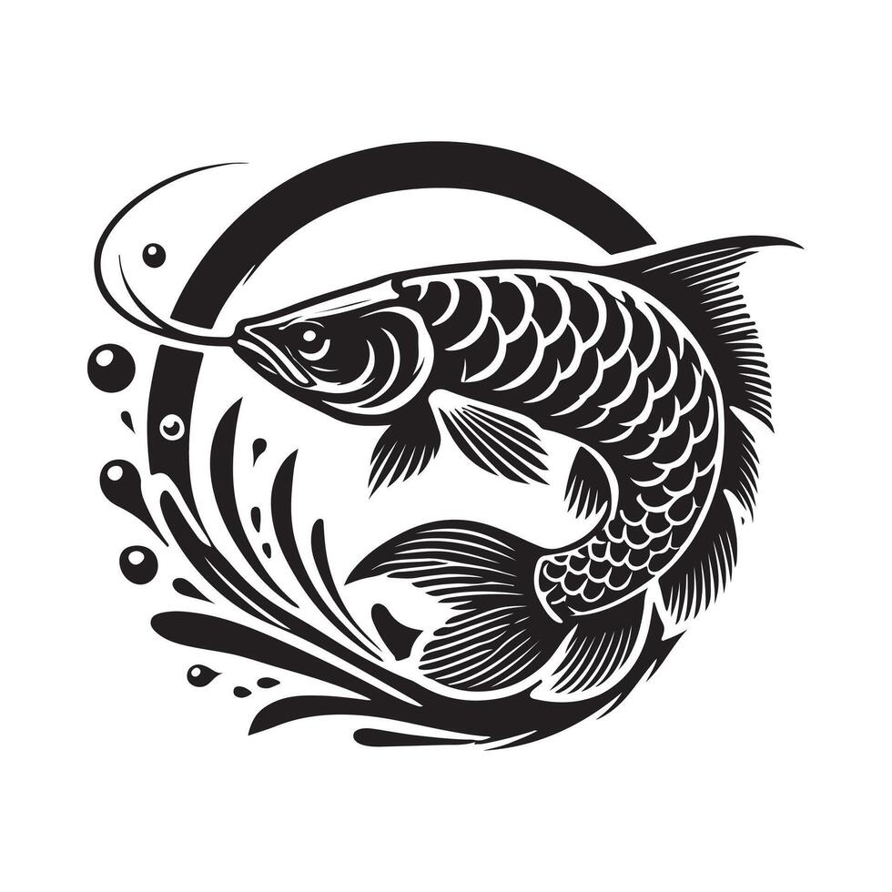 Unique Arowana Silhouette for Graphics vector