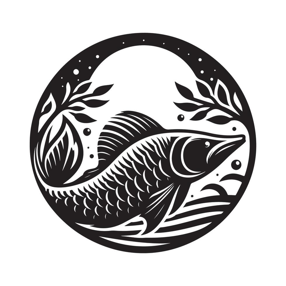 Versatile Arowana Fish Silhouette for Various Projects vector