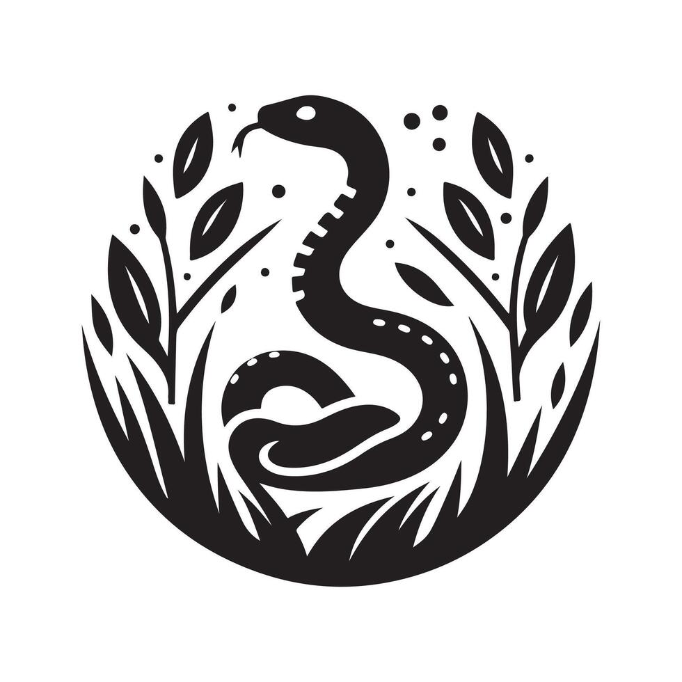 Clean Spotted Bush Snake Silhouette Design vector