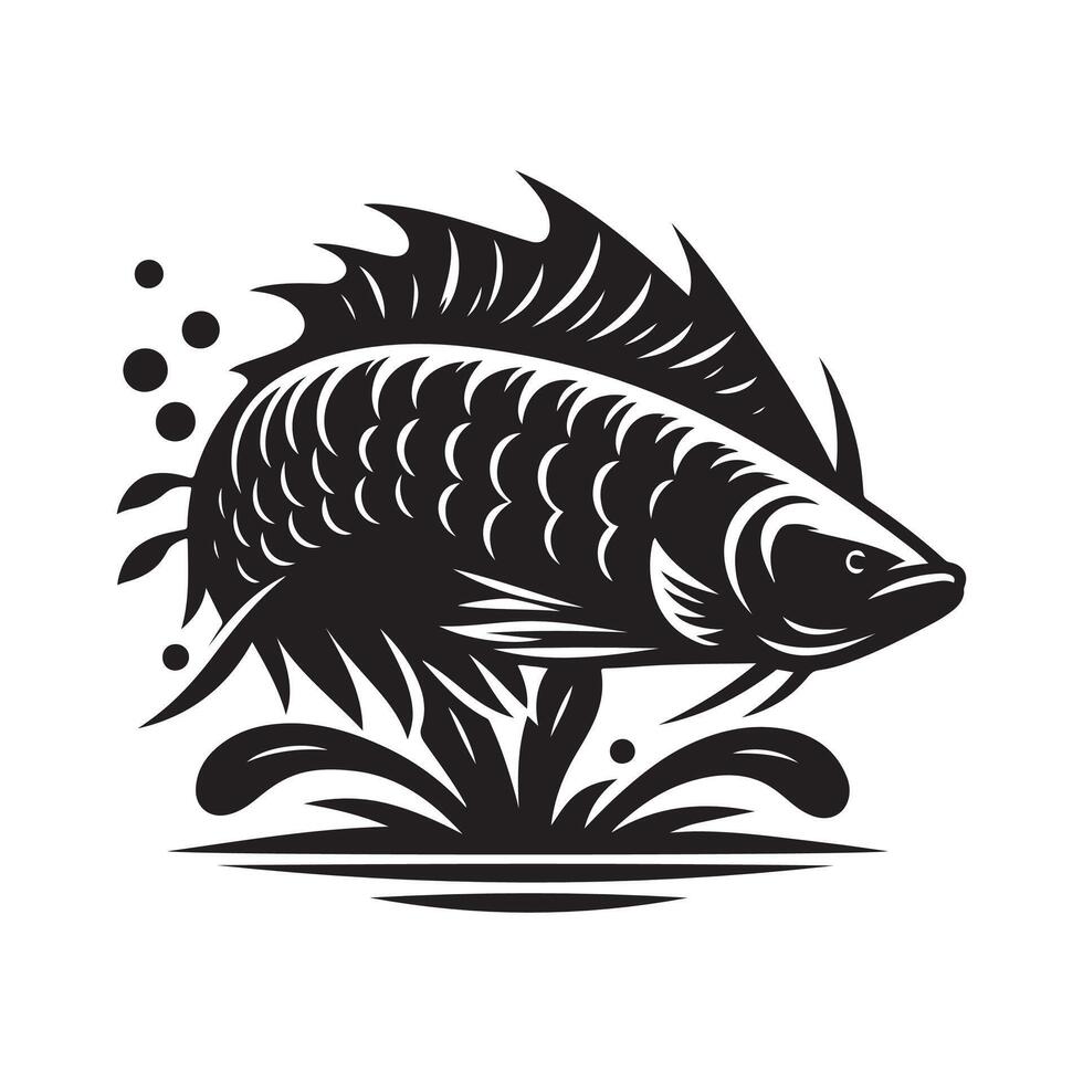 High Resolution Arowana Silhouette Illustration vector