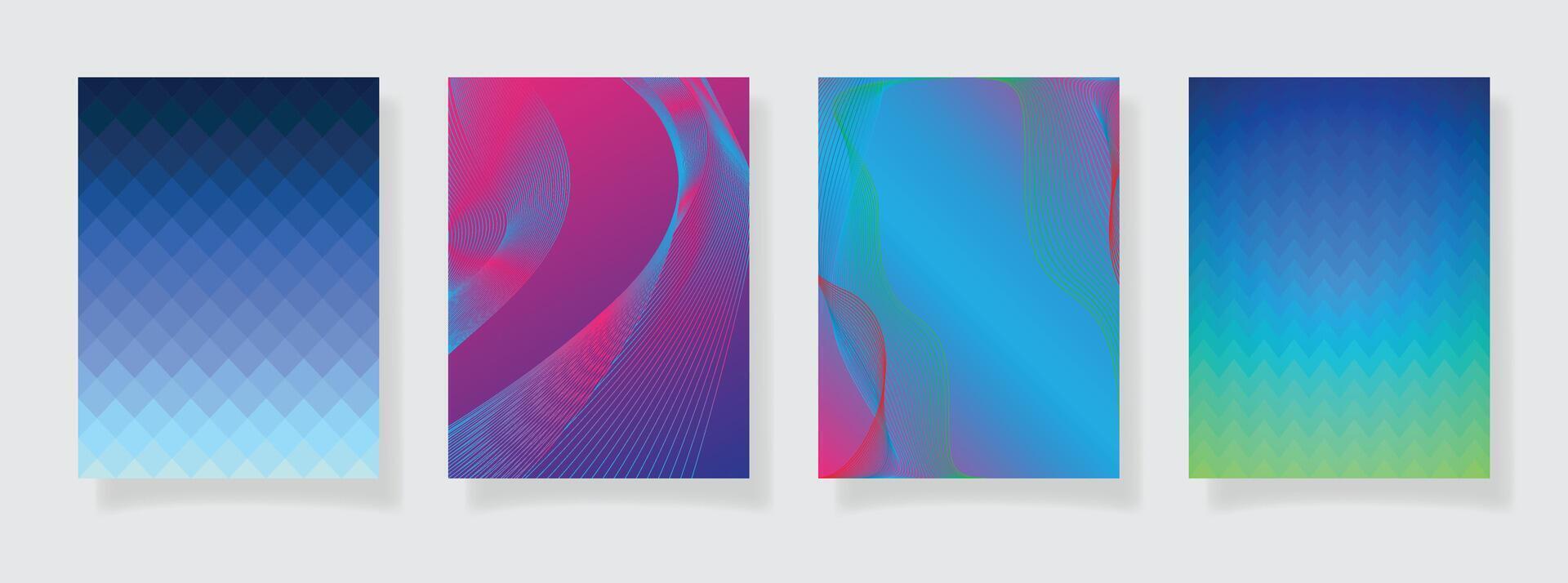 color gradient abstract geometric pattern texture book cover template set background wavy business brochure vector