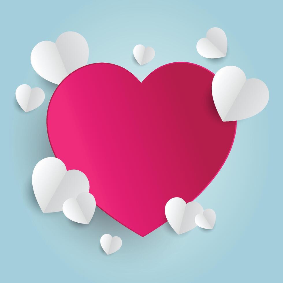 Valentines Day card with cute paper cut hearts. Stock platform - stock illustration vector