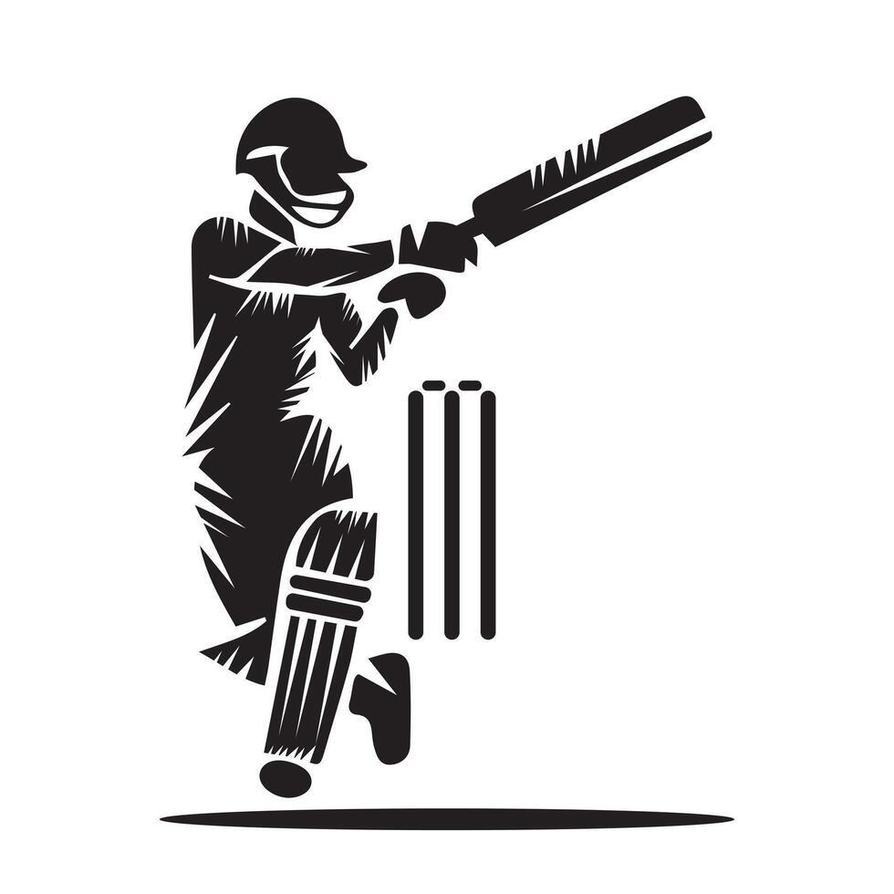Cricket player with cover drive logo design icon vector