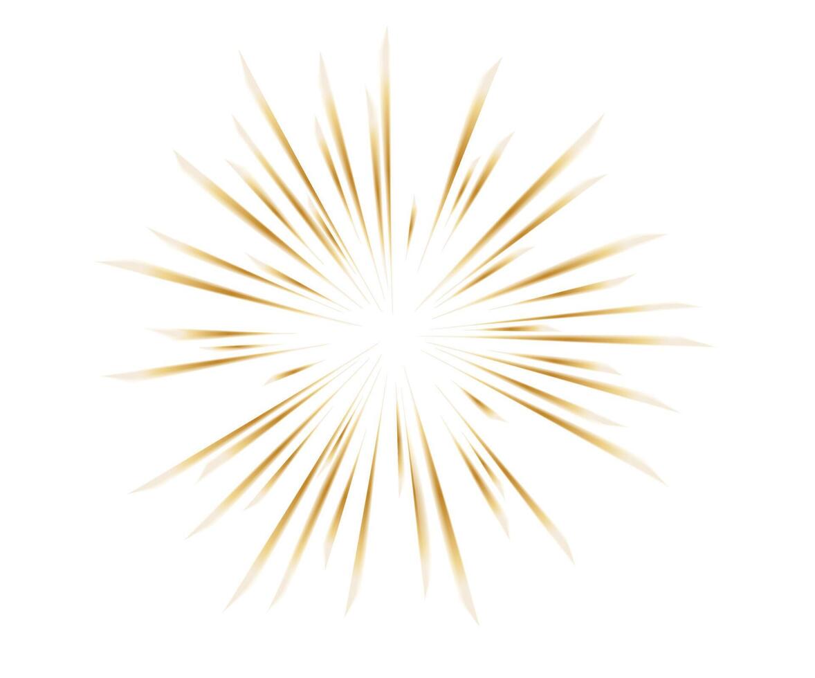 Comic gold lines of movement with a radial focus for effects with high energy. comic high speed rays, design for manga and anime -graphics vector