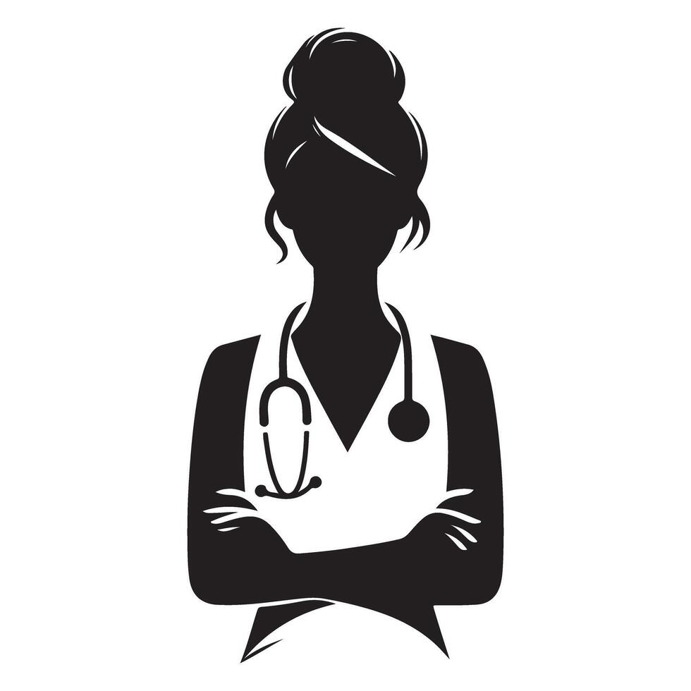 Doctor Silhouette Female Physician with Stethoscope Graphic vector