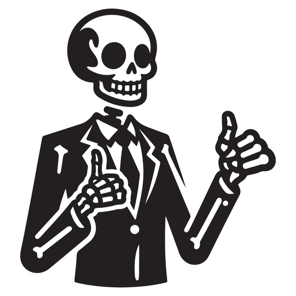 Skeleton Businessman Silhouette Doing Thumbs Up Symbol Design vector