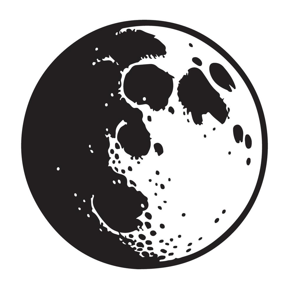 Full Moon Phases Illustration in Black and White Graphic vector