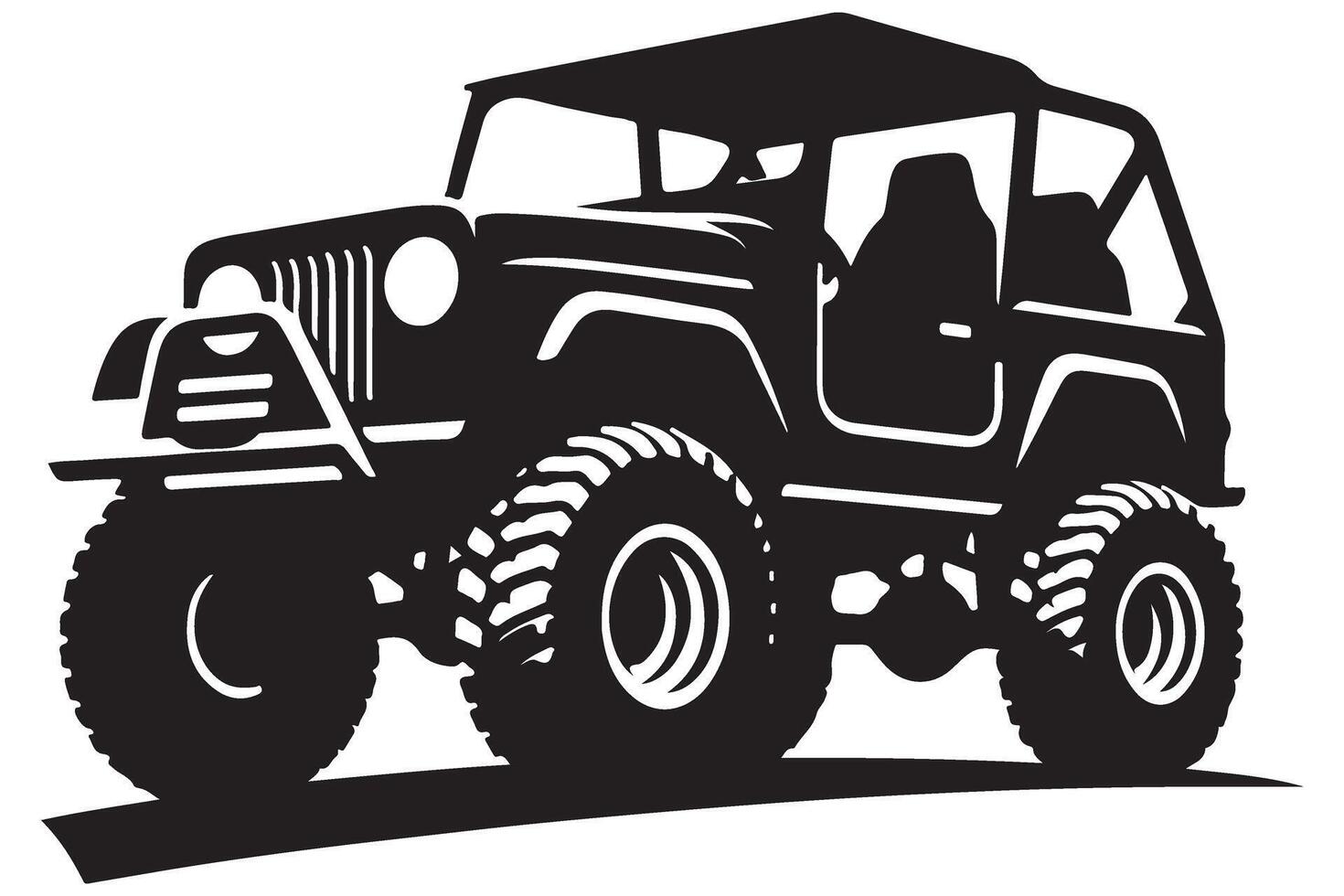 High Detail Off Road Vehicle Silhouette Printable Image vector