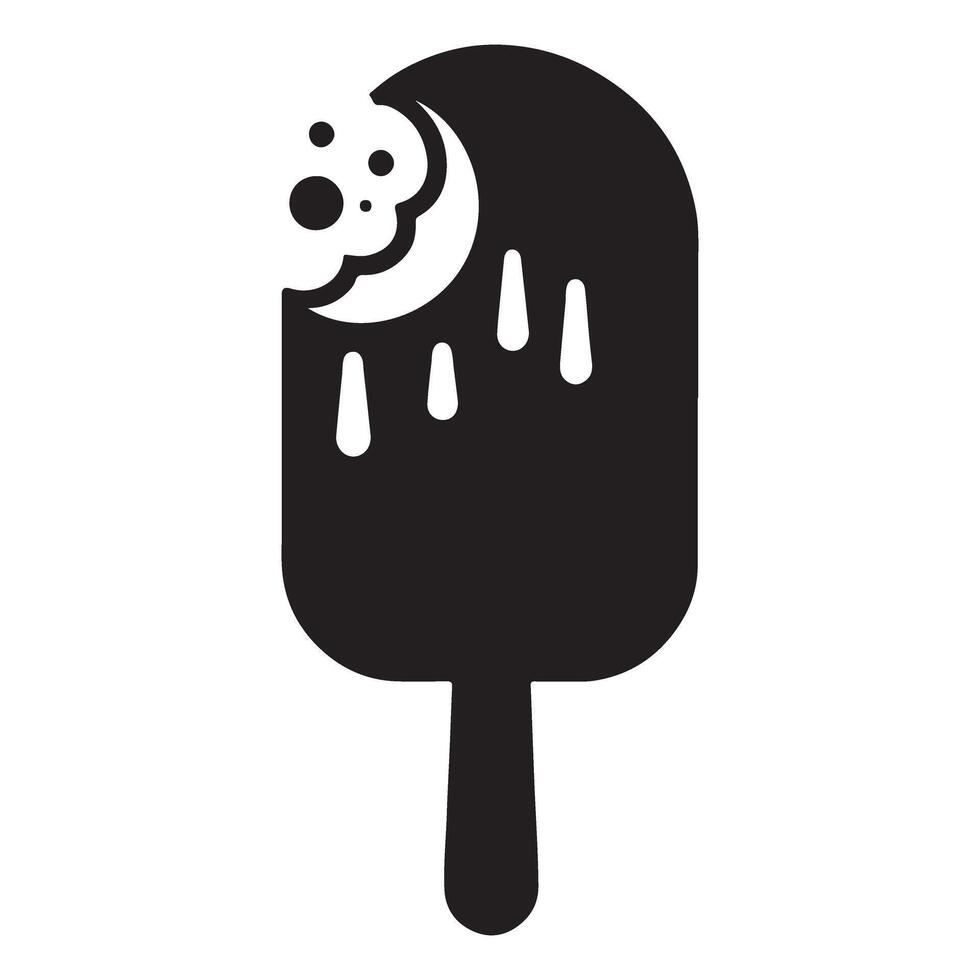 Silhouette Simple Ice Cream Bar Illustration with Bite Design vector