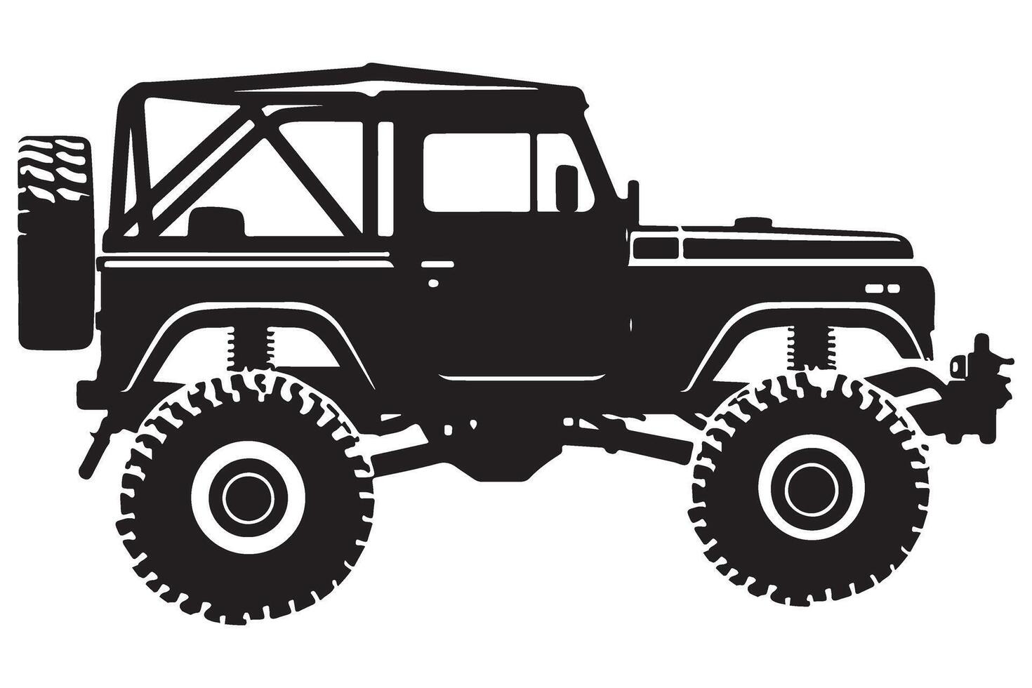 Classic Off Road Vehicle Silhouette Illustration Graphic Design vector