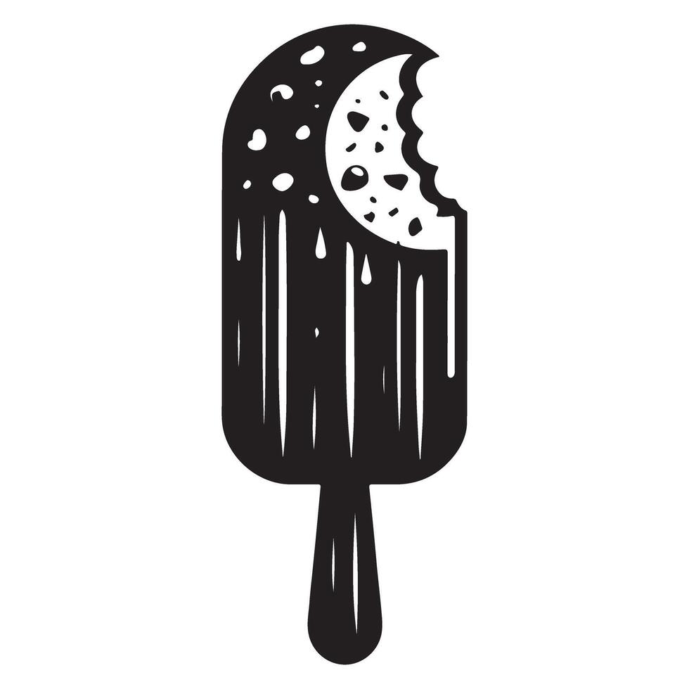 Silhouette Chocolate Ice Cream Bar Illustration with Bite Taken Design vector